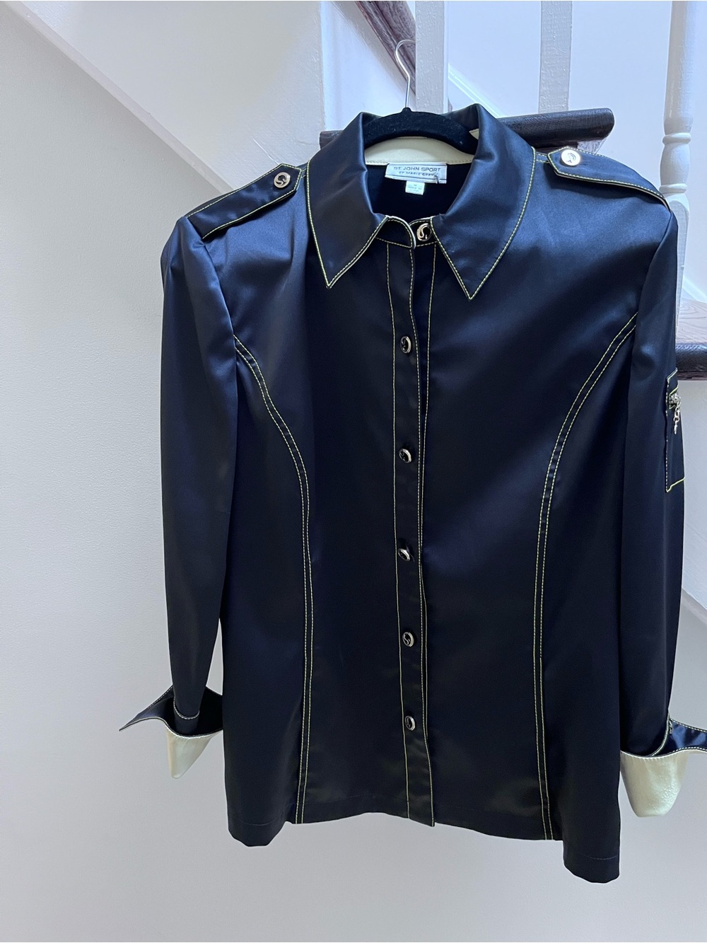 St. John Sport by Marie Gray Black Jacket with Gold Contrast Stitching